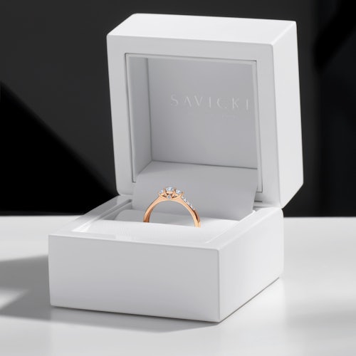 Pierścionek zaręczynowy Dream: różowe złoto, diamenty